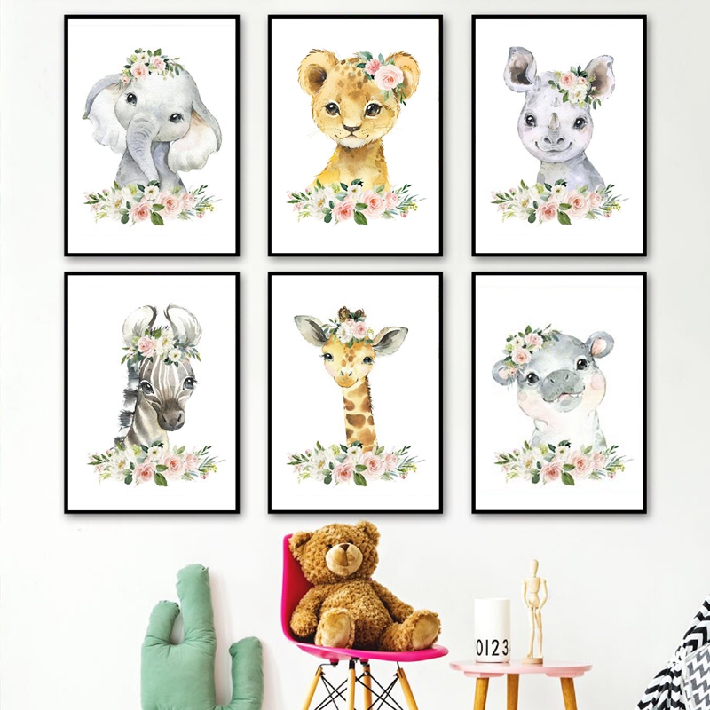 Baby Nursery Animal Pictures - Impressions sur toile d'animaux de la