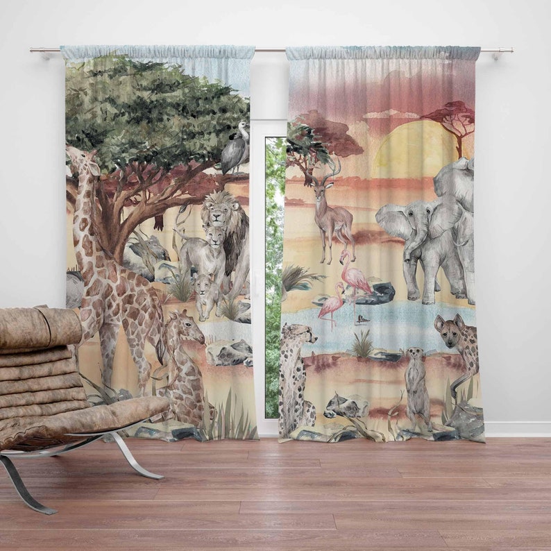 Baby Nursery Youtube - Rideau animaux Safari pour chambre d'enfants,