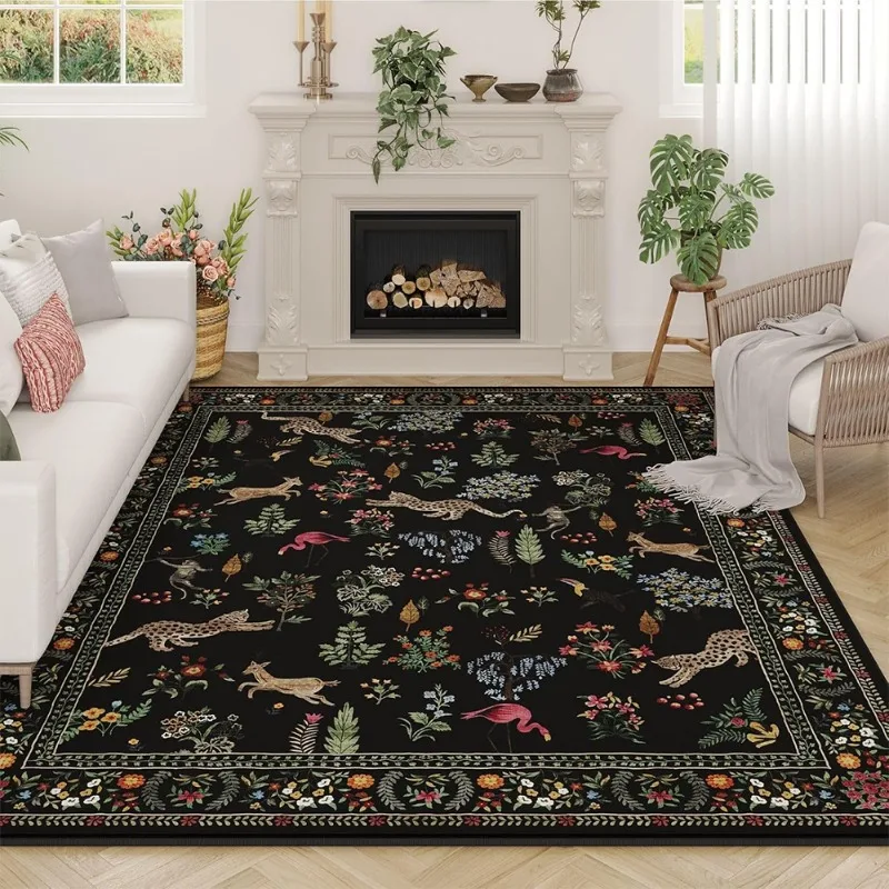 Soft Rug Nursery - Tapis pour salon Floral Animal Vintage