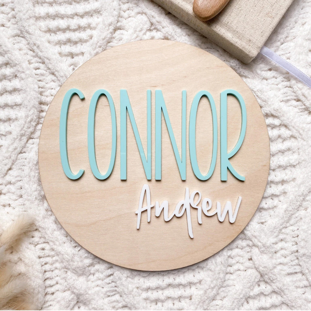Baby Nursery Artwork - Plaque d'annonce de naissance personnalisée –