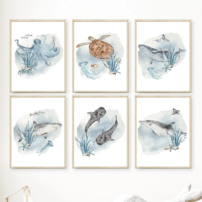 Baby Nursery Animal Pictures - Affiches et impressions d'animaux marins pour