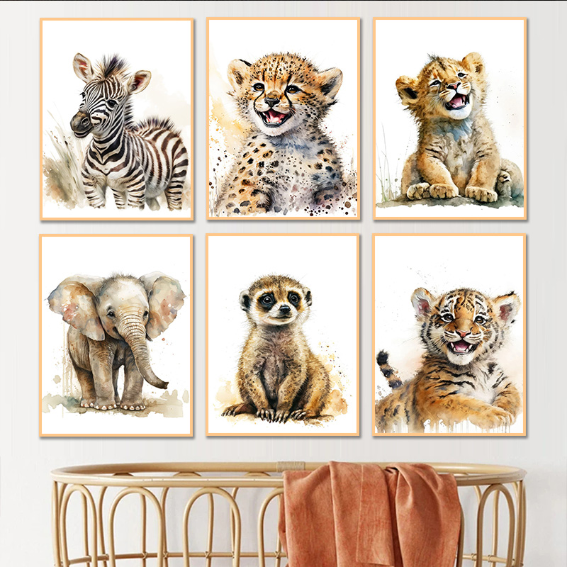 Baby Zebra Nursery - Affiche HD sur toile avec animaux