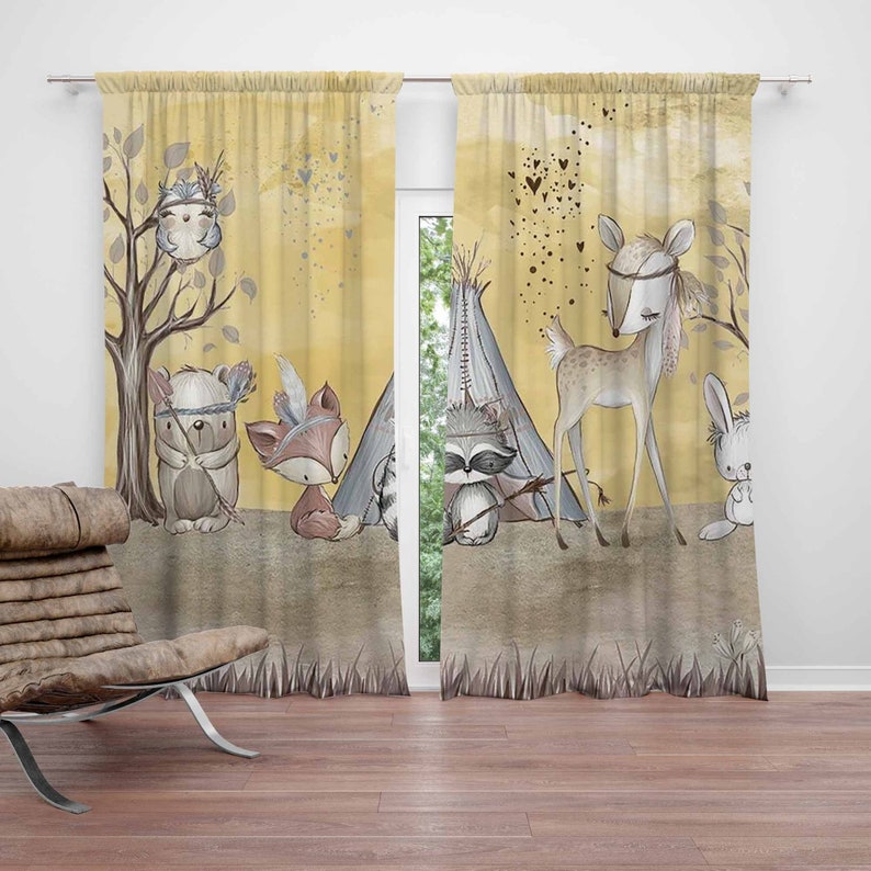 Baby Nursery Youtube - Boho animaux pépinière rideau forêt enfants
