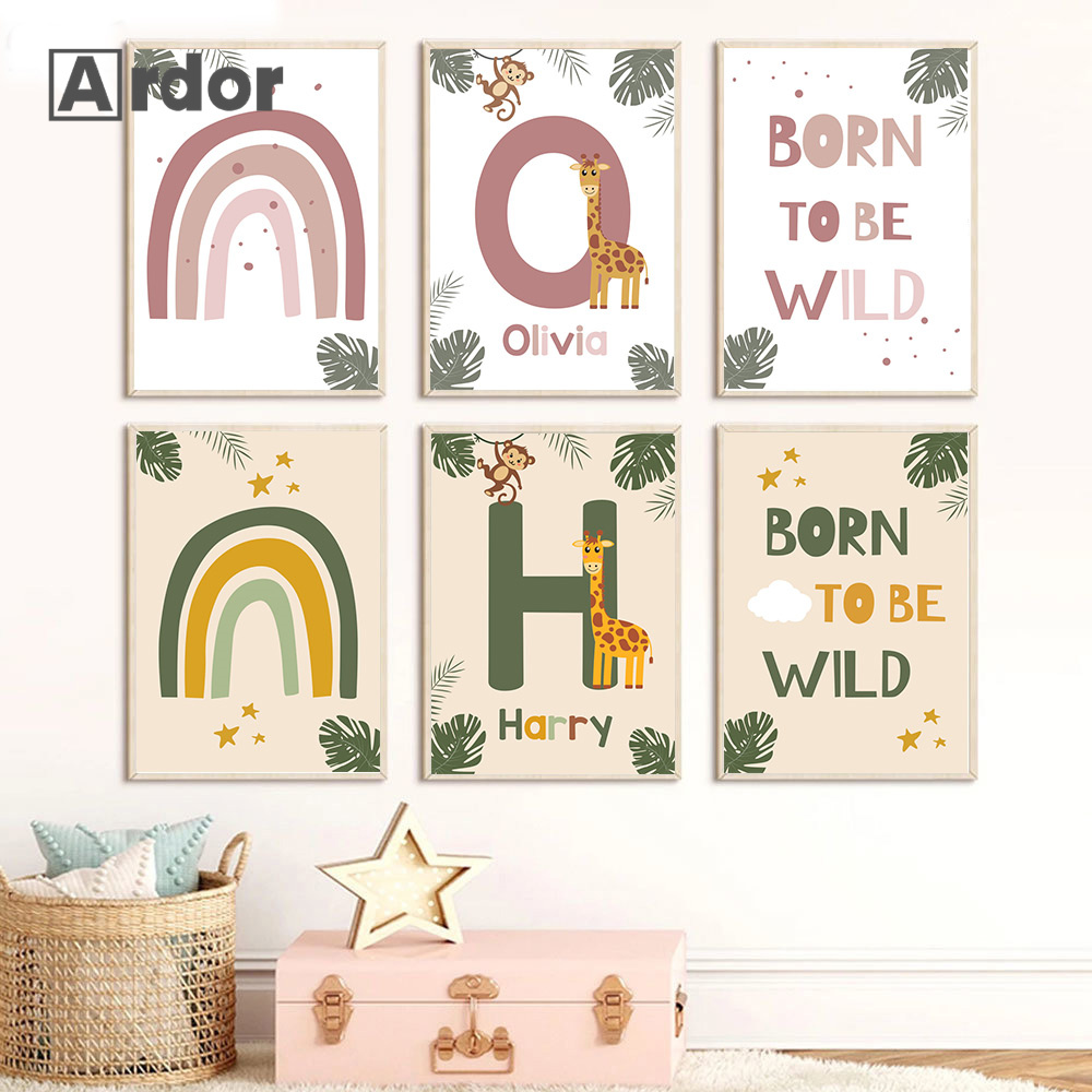 Baby Nursery Jungle - Affiches d'animaux de la Jungle nordique,