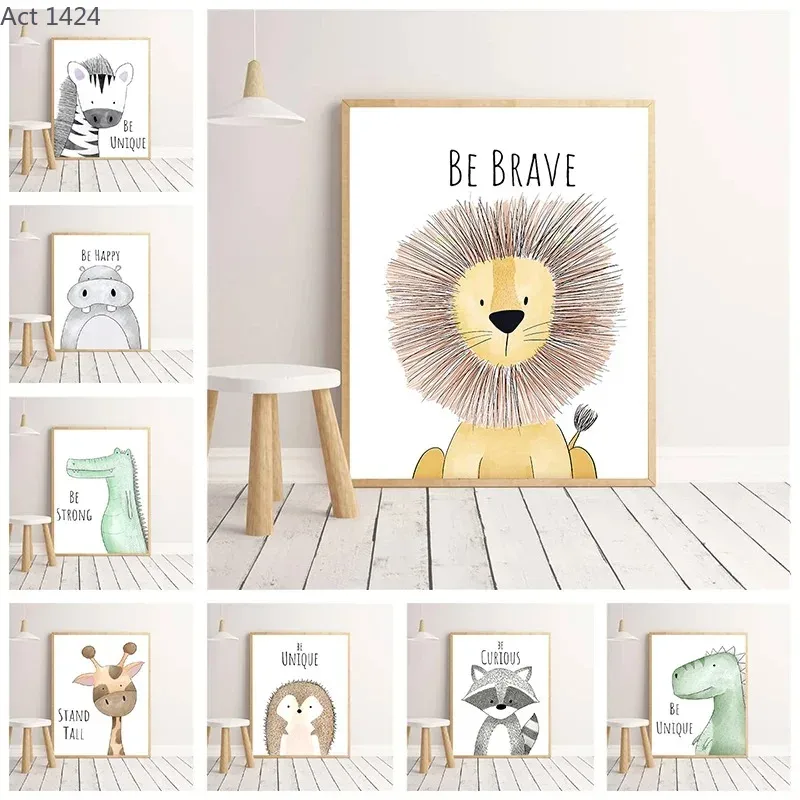 Baby Zebra Nursery - Peinture sur toile d'animaux de dessin