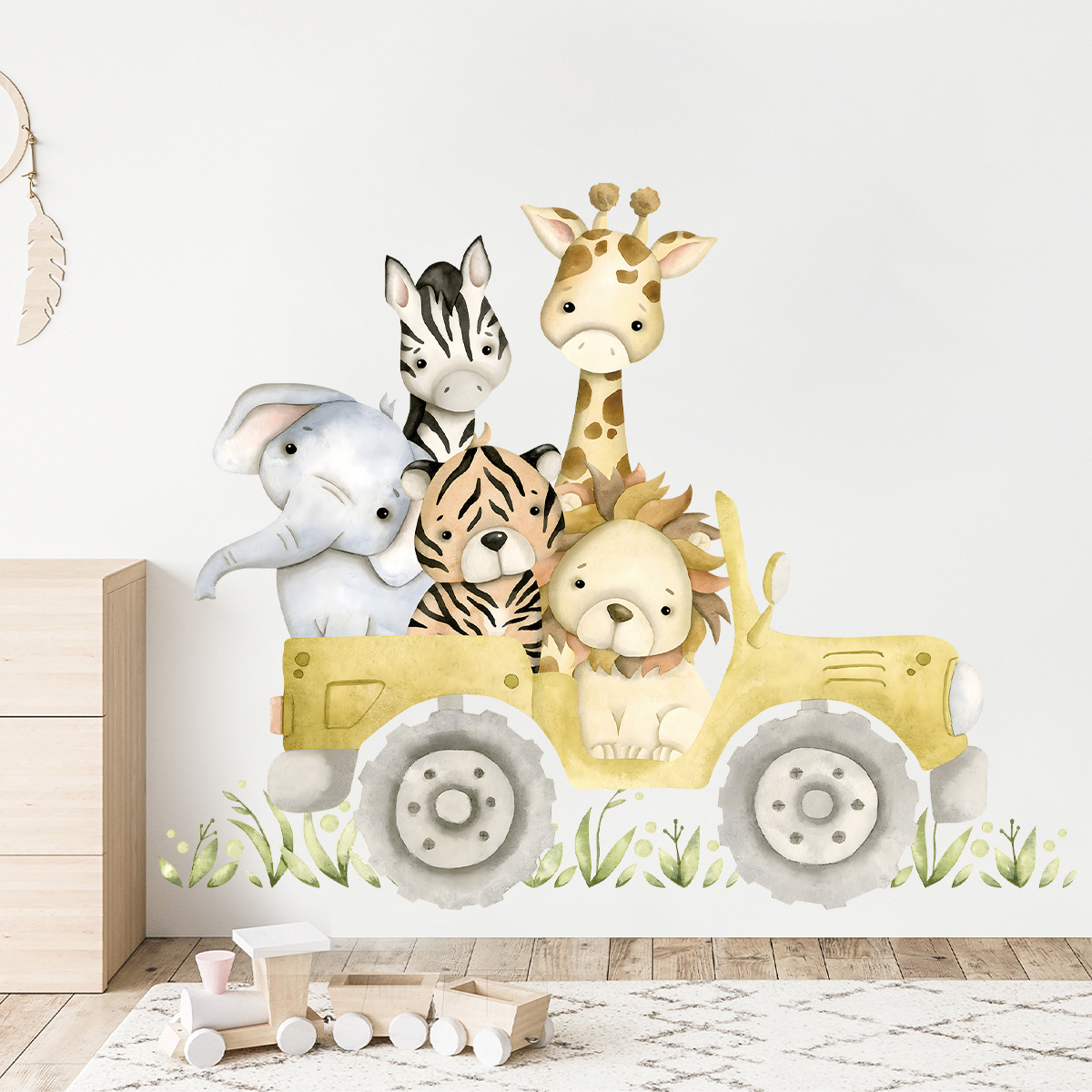 Baby Zebra Nursery - Autocollants muraux en forme d'animaux mignons,