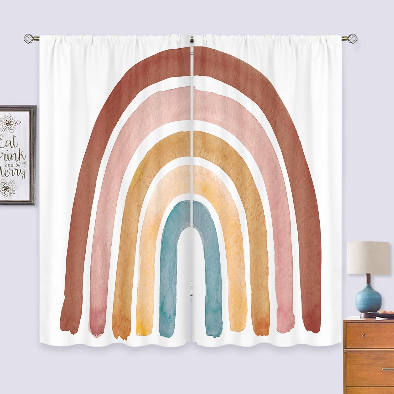 Baby Nursery Curtains - Rideaux arc-en-ciel style Boho pour enfants,