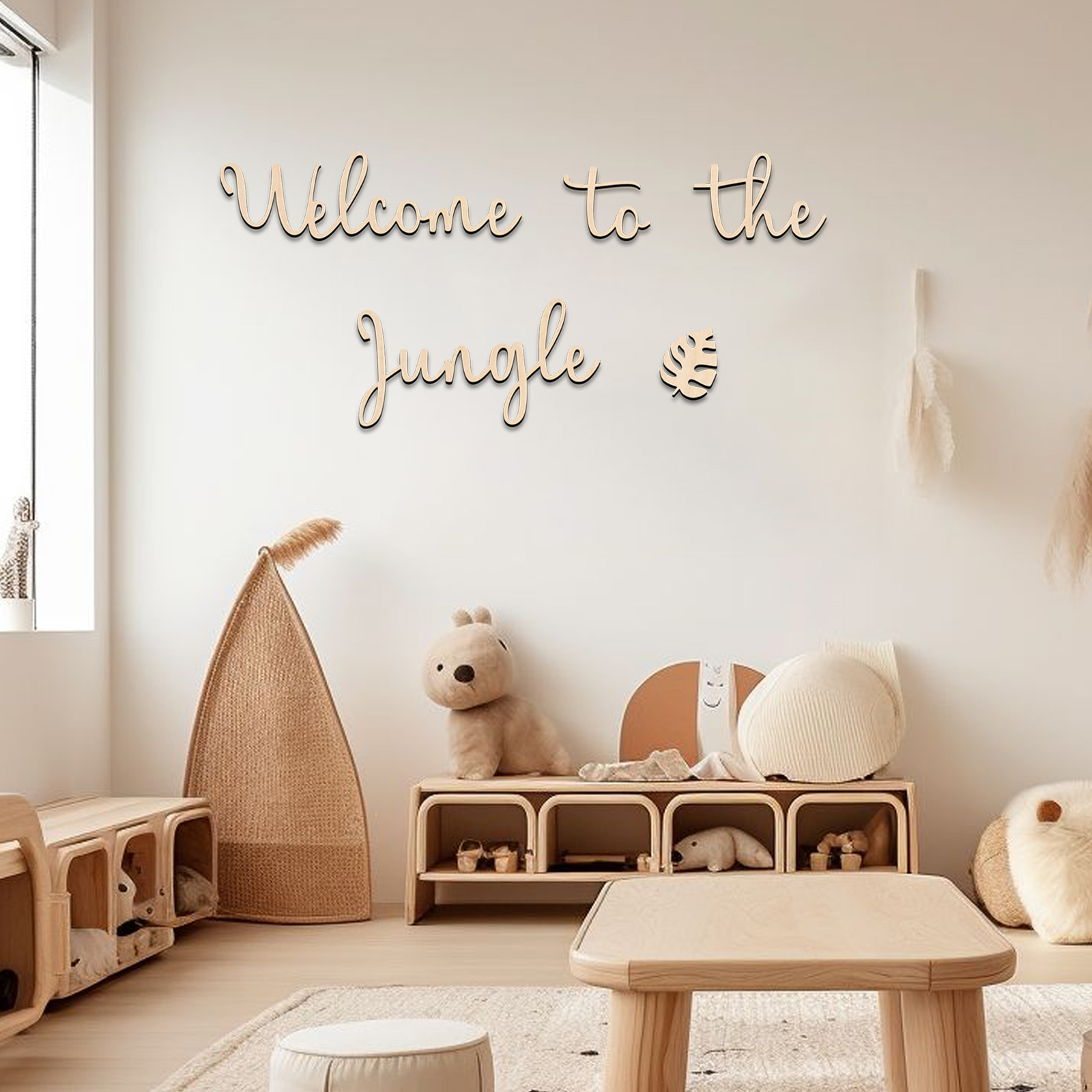 Baby Nursery Jungle - Panneau en bois de bienvenue dans