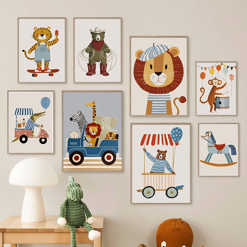 Baby Nursery Animal Pictures - Tableau mural en toile amusant avec
