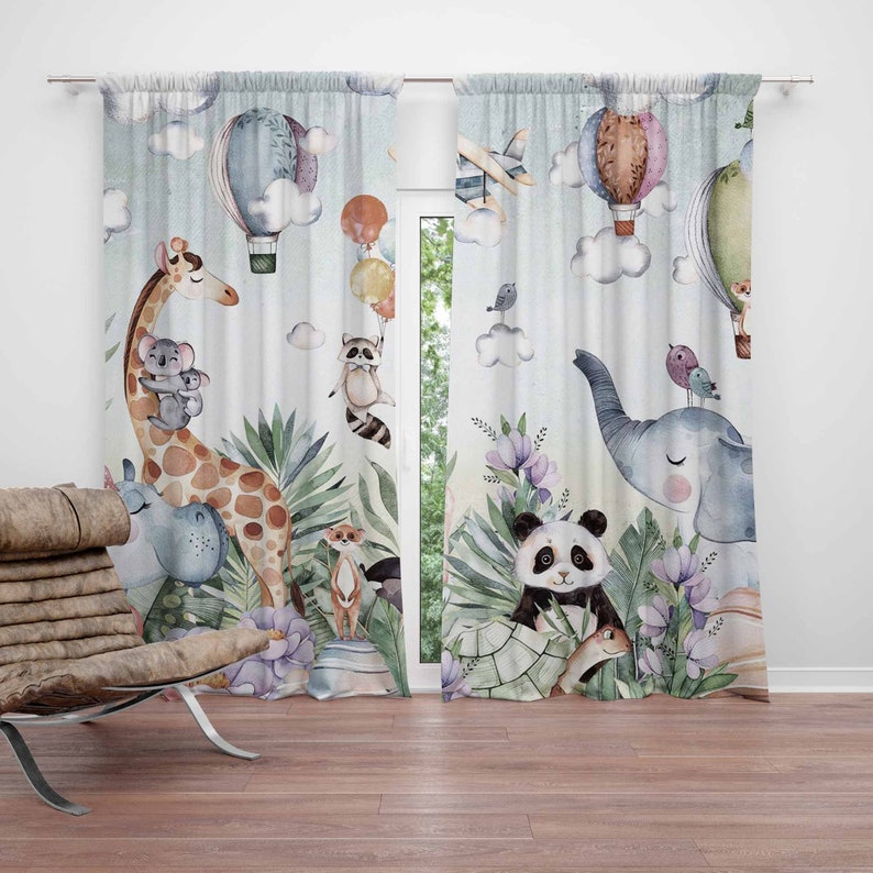 Baby Nursery Youtube - Safari Animal fête pépinière rideau enfants