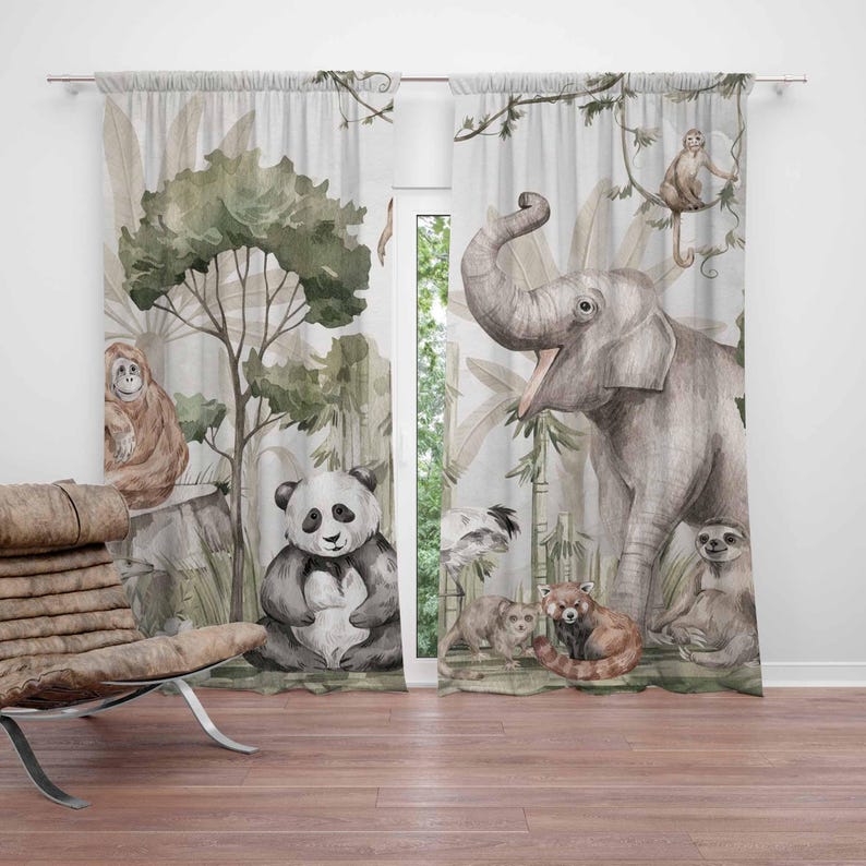 Baby Nursery Youtube - Rideaux animaux Safari, pour chambre d'enfants,