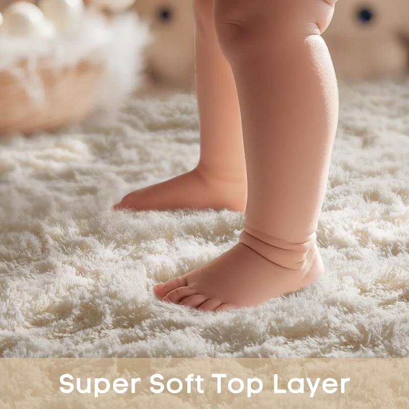 Tapis rond blanc crème, doux e - Soft Rug Nursery avis et prix