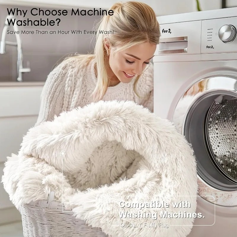 Tapis rond blanc crème, doux e - Soft Rug Nursery avis et prix