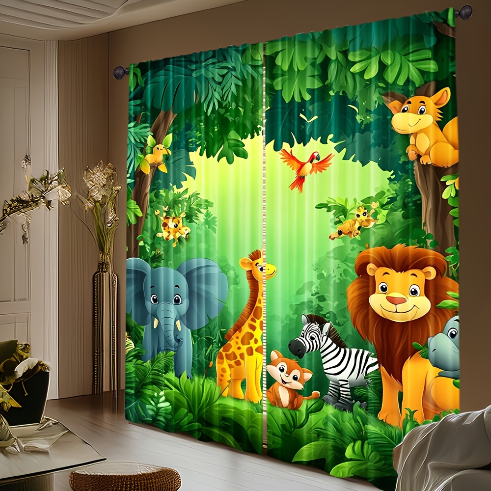 2 rideaux animaux de dessin an - Baby Nursery Jungle avis et prix