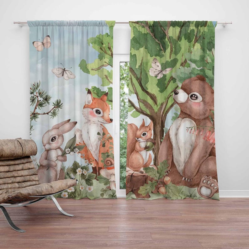 Rideaux animaux de la forêt, p - Baby Nursery Youtube avis et prix