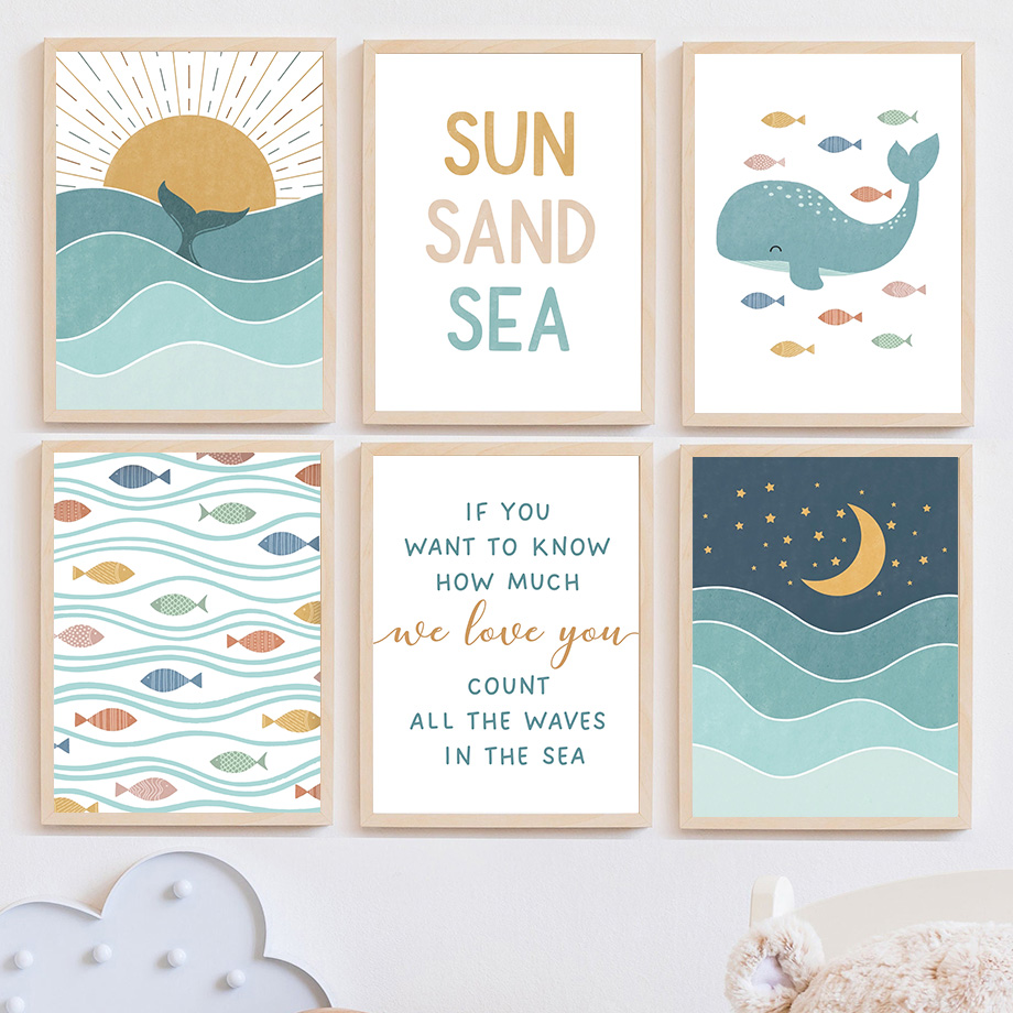 Poisson baleine mouette lever  - Baby Boy Nursery Quotes avis et prix
