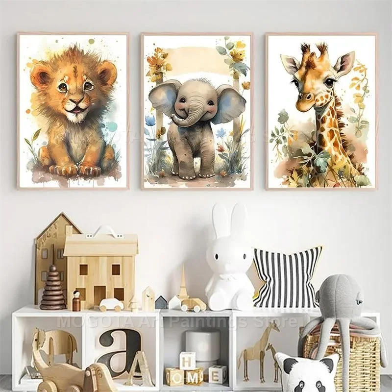 Aquarelle Lion girafe tigre él - Baby Zebra Nursery avis et prix