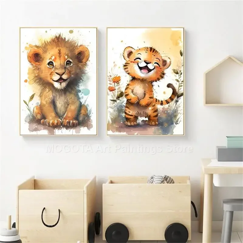Aquarelle Lion girafe tigre él - Baby Zebra Nursery avis et prix