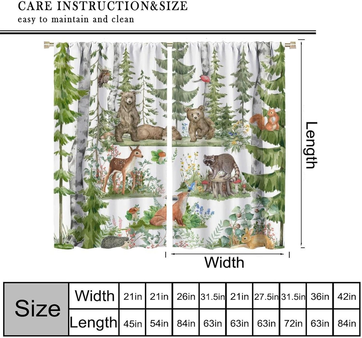Rideaux d'animaux de la forêt  - Baby Nursery Curtains avis et prix