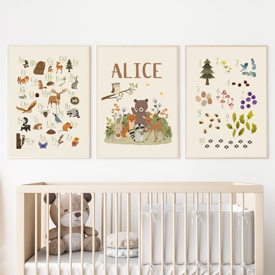 1 toile murale sans cadre, mot - Baby Nursery Animal Pictures avis et prix