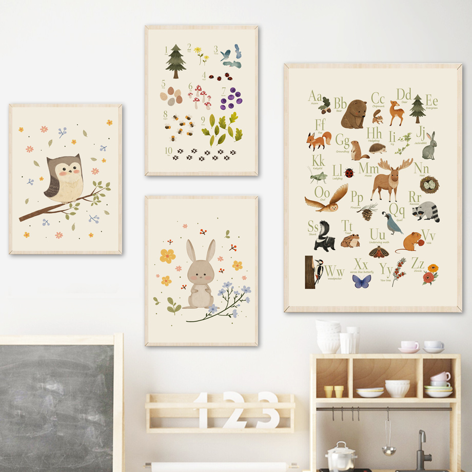 1 toile murale sans cadre, mot - Baby Nursery Animal Pictures avis et prix