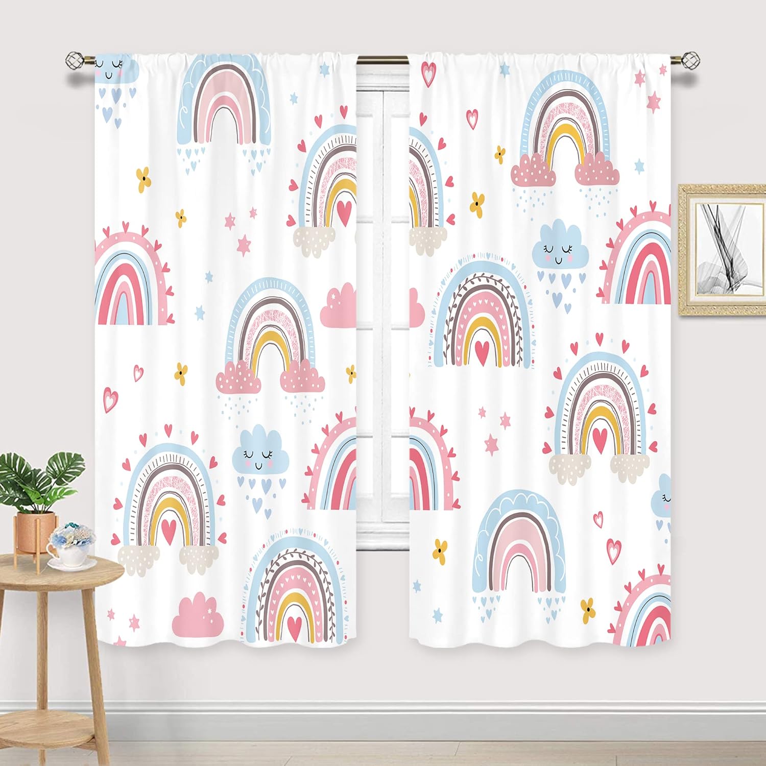 Bébé filles rose Boho arc-en-c - Baby Nursery Curtains avis et prix