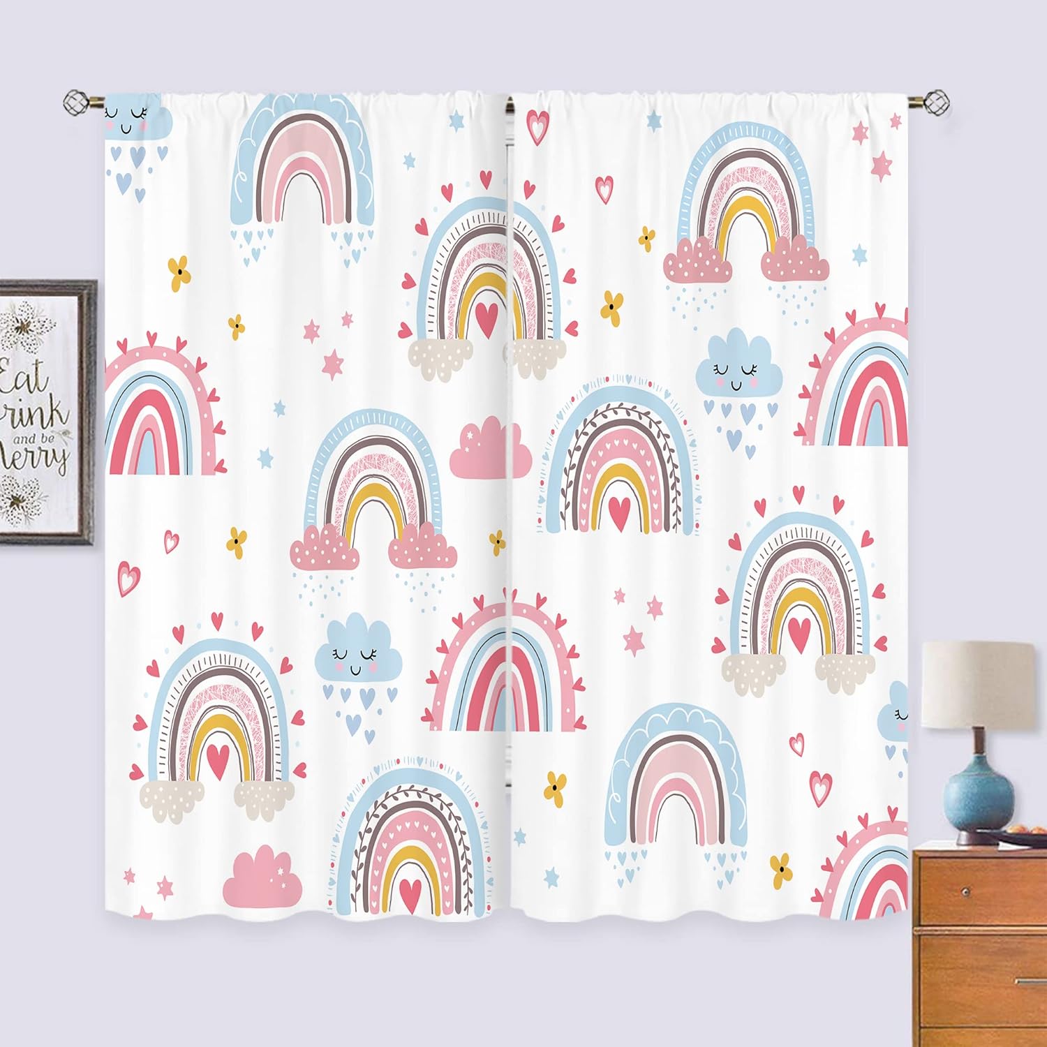 Bébé filles rose Boho arc-en-c - Baby Nursery Curtains avis et prix