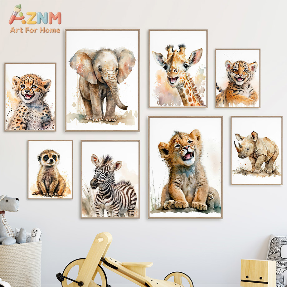 AZNm Watercolor Safari Baby An - Baby Zebra Nursery avis et prix