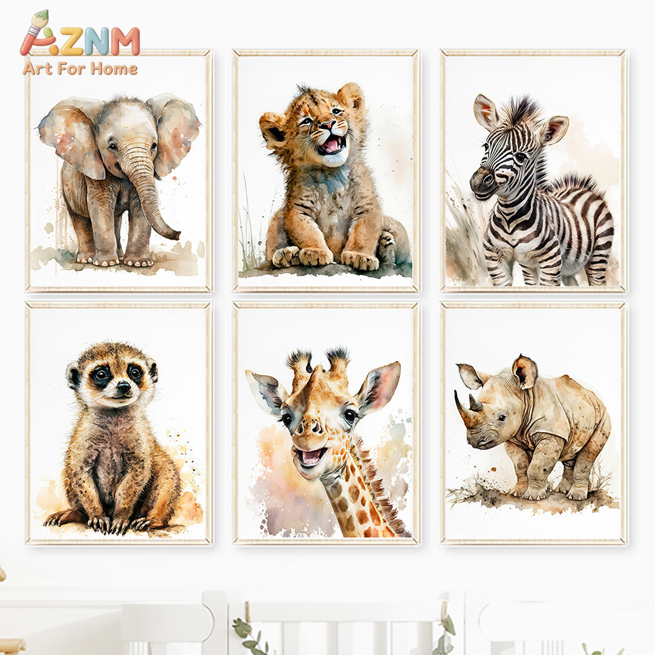 AZNm Watercolor Safari Baby An - Baby Zebra Nursery avis et prix